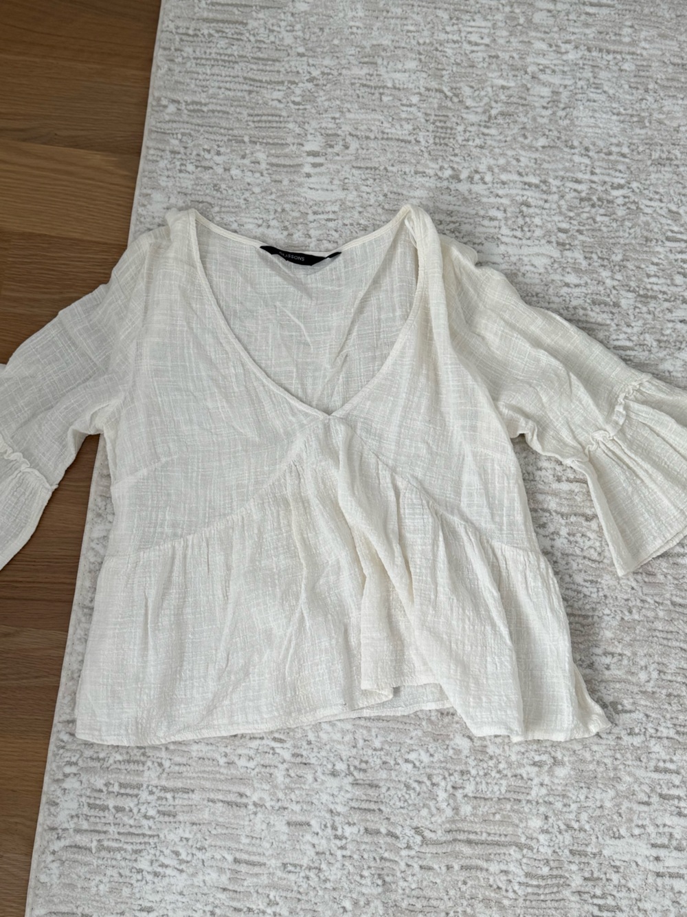 Glassons Cream V-Neck Textured Bell Sleeve Tunic